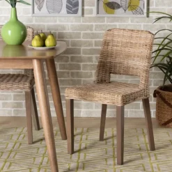 Kirkland's Home Dining Chairs-Natural Rattan Cutout Back Dining Chair