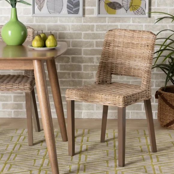 Kirkland's Home Dining Chairs-Natural Rattan Cutout Back Dining Chair