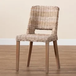 Kirkland's Home Dining Chairs-Natural Rattan Cutout Back Dining Chair