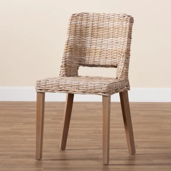 Kirkland's Home Dining Chairs-Natural Rattan Cutout Back Dining Chair