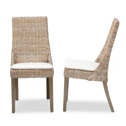 Kirkland's Home Dining Chairs-Natural Rattan High Back Dining Chairs, Set Of 2