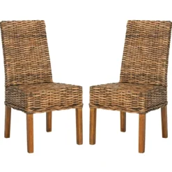 Kirkland's Home Dining Chairs-Natural Rattan Wood Woven 2-Pc. Dining Chair Set