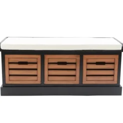 Kirkland's Home Benches & Ottomans-Natural Rustic Crate Upholstered Storage Bench
