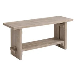Kirkland's Home Benches & Ottomans-Natural Rustic Whitewashed Mango Wood Bench