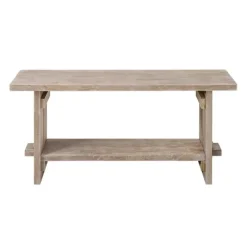 Kirkland's Home Benches & Ottomans-Natural Rustic Whitewashed Mango Wood Bench