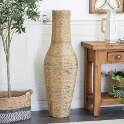 Kirkland's Home Vases-Natural Seagrass Tapered Coastal Vase, 43 In.