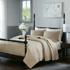 Kirkland's Home Bedspreads & Coverlets-Natural Serene Quilted 3-Pc. Queen Coverlet Set