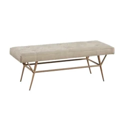 Kirkland's Home Benches & Ottomans-Natural Tufted Upholstery Tapered Leg Bench