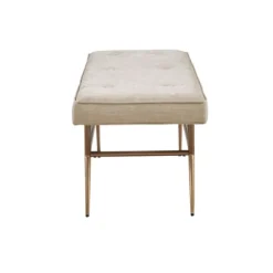 Kirkland's Home Benches & Ottomans-Natural Tufted Upholstery Tapered Leg Bench