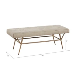 Kirkland's Home Benches & Ottomans-Natural Tufted Upholstery Tapered Leg Bench