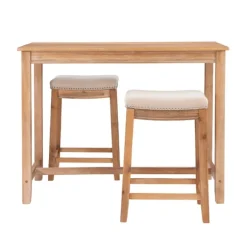 Kirkland's Home Dining Tables-Natural Wood & Upholstered Stools 3-Pc. Dining Set