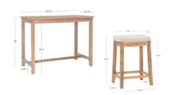 Kirkland's Home Dining Tables-Natural Wood & Upholstered Stools 3-Pc. Dining Set