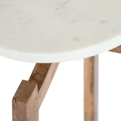 Kirkland's Home Accent & End Tables-Natural Wood And Marble Moxley Accent Table