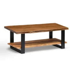 Kirkland's Home Coffee Tables-Natural Wood And Metal Coffee Table