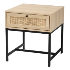 Kirkland's Home Nightstands-Natural Wood And Metal 1-Drawer Nights D