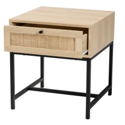 Kirkland's Home Nightstands-Natural Wood And Metal 1-Drawer Nights D