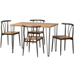 Kirkland's Home Dining Tables-Natural Wood And Metal 5-Pc. Dining Set