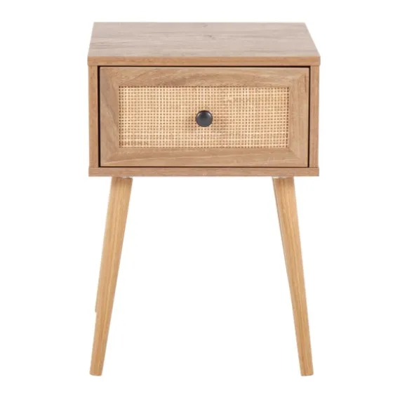 Kirkland's Home Accent & End Tables-Natural Wood And Rat Drawer Accent Table