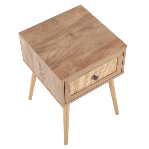 Kirkland's Home Accent & End Tables-Natural Wood And Rat Drawer Accent Table