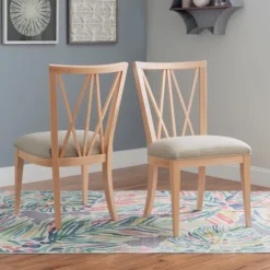 Kirkland's Home Dining Chairs-Natural Wood Architectural Dining Chairs, Set Of 2