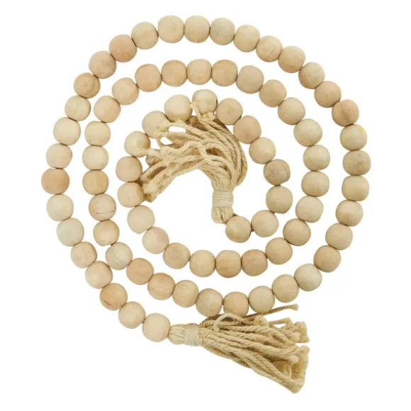 Kirkland's Home Decorative Accents-Natural Wood Beaded Tassel Garland