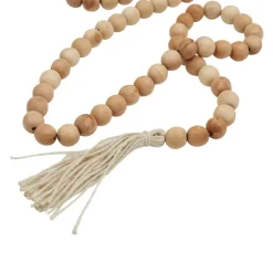 Kirkland's Home Decorative Accents-Natural Wood Beaded Tassel Garland