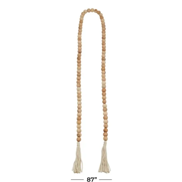 Kirkland's Home Decorative Accents-Natural Wood Beaded Tassel Garland