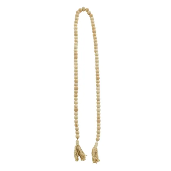 Kirkland's Home Decorative Accents-Natural Wood Beaded Tassel Garland