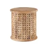 Kirkland's Home Accent & End Tables-Natural Wood Carved Diamonds Accent Table