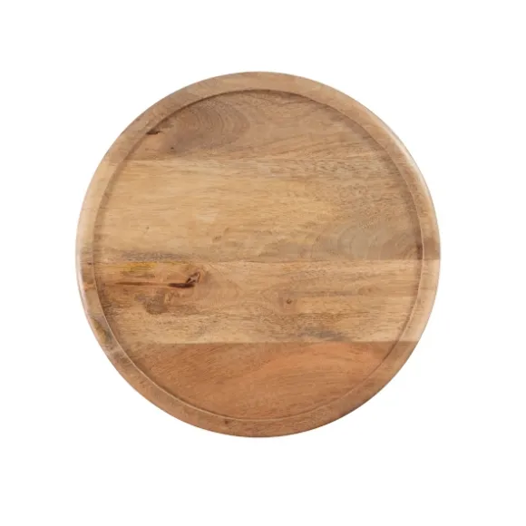 Kirkland's Home Accent & End Tables-Natural Wood Carved Diamonds Accent Table