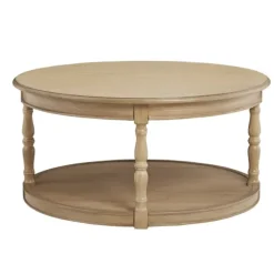 Kirkland's Home Coffee Tables-Natural Wood Finish Turned Leg Round Coffee Table