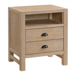 Kirkland's Home Nightstands-Natural Wood Grain Open Storage Nights D