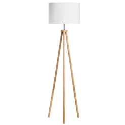 Kirkland's Home Floor Lamps-Natural Wood Modern Tripod Floor Lamp