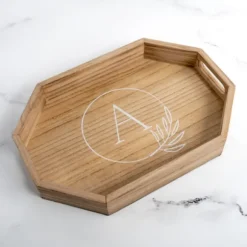 Kirkland's Home Decorative Trays-Natural Wood Monogram A Decorative Tray