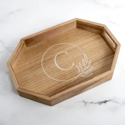 Kirkland's Home Decorative Trays-Natural Wood Monogram C Decorative Tray