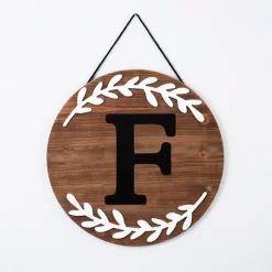 Kirkland's Home Monogram Wall Decor-Natural Wood Monogram F Wall Plaque