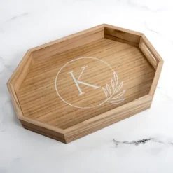 Kirkland's Home Decorative Trays-Natural Wood Monogram K Decorative Tray