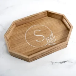 Kirkland's Home Decorative Trays-Natural Wood Monogram S Decorative Tray