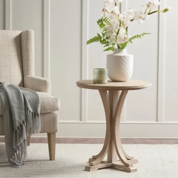 Kirkland's Home Accent & End Tables-Natural Wood Pedestal Martha Stewart Accent Table