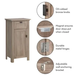 Kirkland's Home Bathroom Furniture-Natural Wood Single Door Cabinet