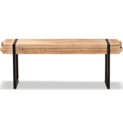 Kirkland's Home Benches & Ottomans-Natural Wood Stack Industrial Bench