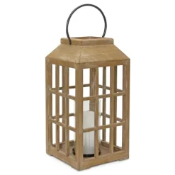 Kirkland's Home Lanterns-Natural Wood Windowpane Lantern, 22 In.