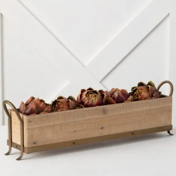 Kirkland's Home Decorative Trays-Natural Wooden Tray With Metal Handles