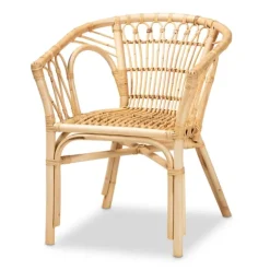 Kirkland's Home Dining Chairs-Natural Woven Rat Curved Back Dining Chair