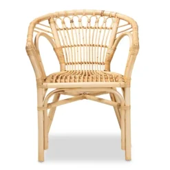 Kirkland's Home Dining Chairs-Natural Woven Rat Curved Back Dining Chair