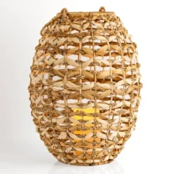 Kirkland's Home Lanterns-Natural Woven Rat Led Lantern, 16 In.