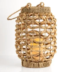 Kirkland's Home Lanterns-Natural Woven Rat Led Lantern, 13 In.