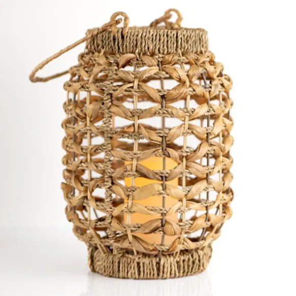 Kirkland's Home Lanterns-Natural Woven Rat Led Lantern, 13 In.