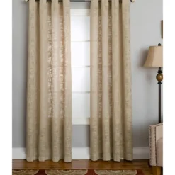 Kirkland's Home Curtains & Drapes-Natural Woven Single Curtain Panel, 84 In.
