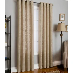 Kirkland's Home Curtains & Drapes-Natural Woven Single Curtain Panel, 84 In.